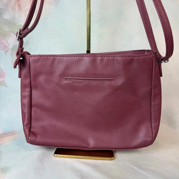 MultiSac Burgundy Multi Pocket Zip Closure Crossbody Bag Purse - Picture 3 of 4